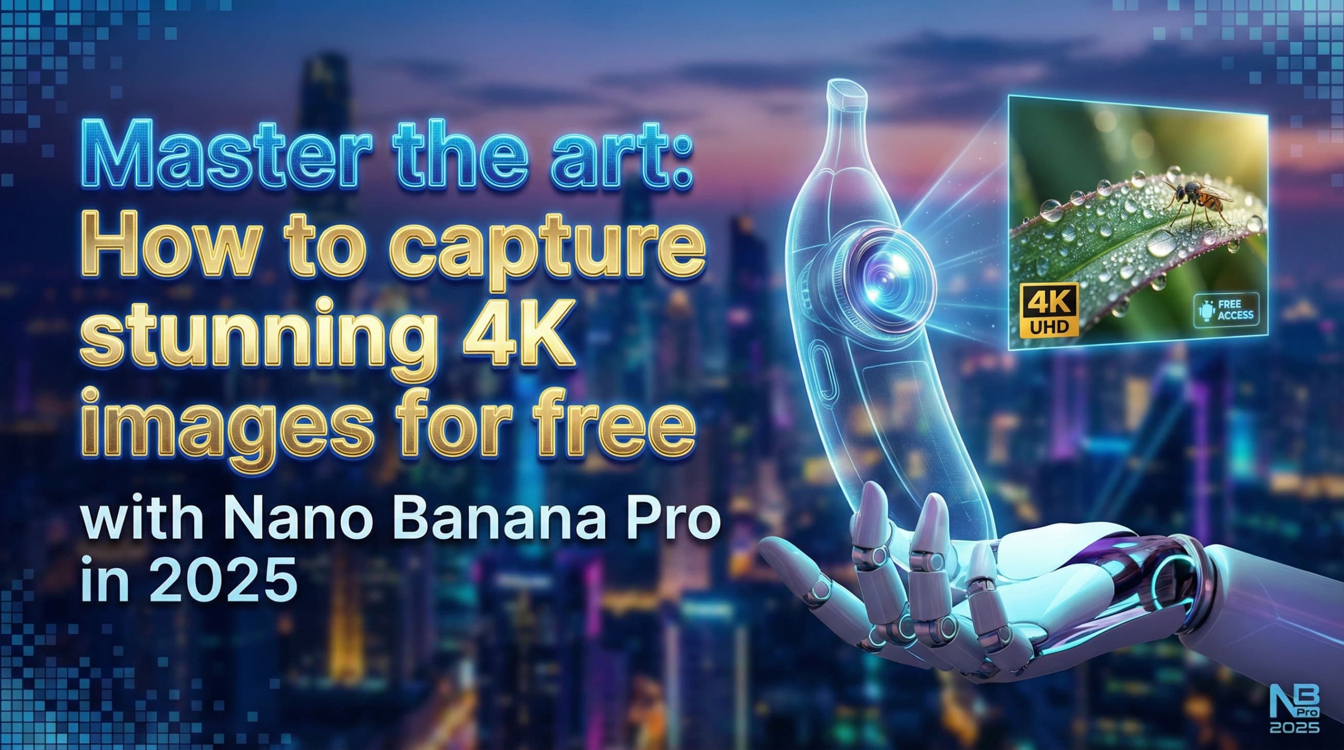 Generate a banner with the text: Master the Art: How to Use Nano Banana Pro for Stunning 4K Images in 2025